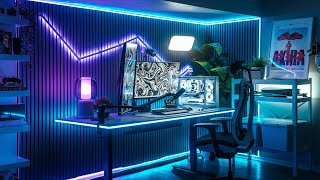 Building The Ultimate Gaming Desk Setup  Full DIY Makeover [upl. by Areehs]