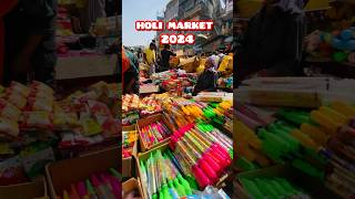 Cheapest Holi Market 2024  Exploring GulalPichkari ₹4RS holi stash😱 sadar bazar delhi [upl. by Aelc]