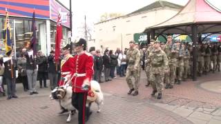 Soldiers from 2nd Battalion Mercian Regiment parade through Widnes North West England [upl. by Artined]