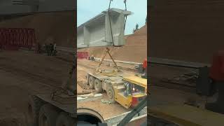 Hoisting process of Tshaped cement reinforced box girder [upl. by Ahsinel]