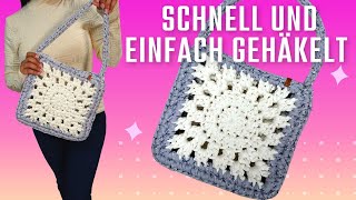 Sommerliche Tasche Häkeln mit wenig Aufwand  umhängetasche häkeln  häkeln mit textilgarn [upl. by Derby810]