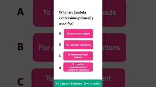 Java Quiz 55  What is primary purpose of Lambda expressions in Java java quiz [upl. by Isak]