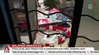 Entire street in Kuala Lumpur cordoned off after another sinkhole opens up [upl. by Micki]