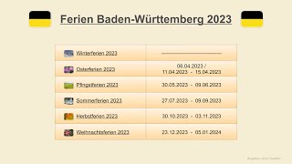 Ferien Baden Württemberg 2023 [upl. by Ilatan]