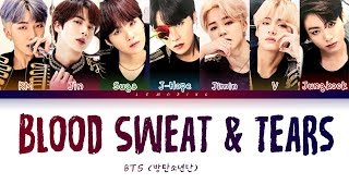 BTS  Blood Sweat amp Tears 방탄소년단  피 땀 눈물 Color Coded LyricsHanRomEng가사 [upl. by Vey]