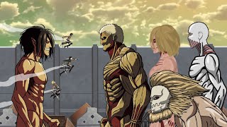 Eren Levi Mikasa Armin vs Armored Titan Female Titan Jaw Titan Warhammer TitanAttack on Titan [upl. by Gasparo]