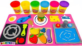 Making a Toy Kitchen Fruit Vegetables and Foods with Play Doh [upl. by Trebmal]