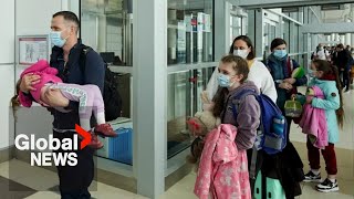 Canada ends visa program for Ukrainian refugees fleeing war [upl. by Sueddaht]