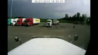 Lightning strikes truck driver in his truck [upl. by Ydieh980]