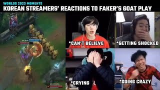 Korean Streamers reaction to Fakers biggest play at Worlds  T1 vs JDG  Worlds 2023 Semifinal [upl. by Deyas]