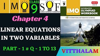 IMO  SOF  Olympiad  Ch 4  Linear Equations in Two Variables  P 1  Q 1 to 13  MTG  24  25 [upl. by Joost]