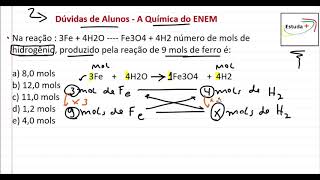 Estequiometria com a equação 3Fe  4H2O  Fe3O4  4H2 [upl. by Elgar228]