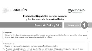 EXAMEN DIAGNOSTICO PRIMERO DE SECUNDARIA FORMACIÓN CIVICA Y ÉTICA MEJOREDU [upl. by Ainosal527]