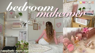 AESTHETIC ROOM MAKEOVER 🏹🪞🎀 pinterestinspired room transformation [upl. by Esmeralda]