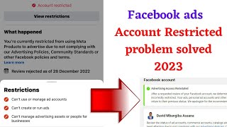 Facebook Account Restricted From Advertising PROBLEM SOLVED I Used This To Get My Account [upl. by Dich]