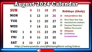 August 2024 Calendar augustcalender2024 [upl. by Wayolle]