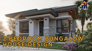 HOUSE DESIGN 2 Bedroom Bungalow 8x10 meters  Exterior amp Interior  OFW Dream House [upl. by Bearce]