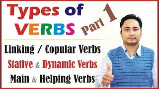 Verbs in English Grammar  All Types  Linking Copular Stative Dynamic Irregular Regular Transitive [upl. by Garrek]