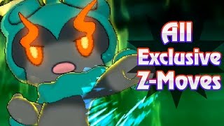 Pokemon Sun and Moon  All Exclusive ZMoves Real 60FPS [upl. by Archibaldo633]