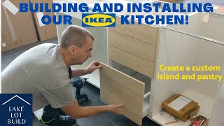 Installing our DIY IKEA Kitchen Cabinets Part 1 Askersund Ash Cabinets Built and Installed [upl. by Llebpmac]