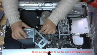 iMac 2009 27 pouces remontage mise en place de la carte mère [upl. by Dnomhcir656]