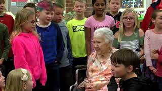 Fishers students sing quotHappy Birthdayquot to 98yearold [upl. by Mun]