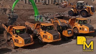 VOLVO A25D DUMPER CATERPILLAR 329E BAGGER SENNEBOGEN 855 BAUSTELLE IM HAFEN  DREAM MACHINES [upl. by Aidiruy168]