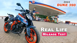 2024 KTM Duke 390  Mileage Test  Real Life Mileage or Performance [upl. by Ellerred]