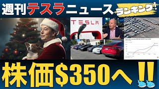 【1223 週刊テスラニュースランキング！】2024年テスラ株価は350ドルに到達するというアナリスト予想！〜テスラに関する最新ニュースをまるっとランキングで紹介〜 [upl. by Bianka789]