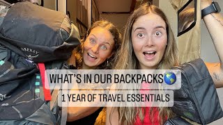 WHAT’S IN OUR TRAVELLING BACKPACKS🌎 1 YEAR OF TRAVELS [upl. by Ycnalc]