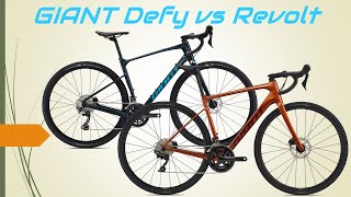 2022 GIANT DEFY Advanced 2 vs GIANT REVOLT Advanced 2  Buyers Guide by Cycling Insider [upl. by Dirgni199]