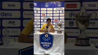 Nuno Borges press conference after defeating Rafael Nadal to win his first ATP title 21072024 [upl. by Sidnac]