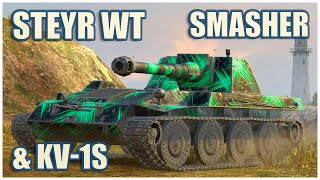 KruppSteyr WT Smasher amp KV1S • WoT Blitz Gameplay [upl. by Sacksen797]