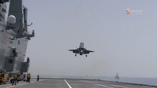 Marina Militare la portaerei Cavour ha ricevuto il primo aereo caccia F35B [upl. by Yderf]