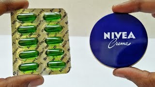 NIVEA cream Vitamin E capsules beauty tips for face  Instant skin care beauty hacks and remedies [upl. by Aicnatsnoc902]