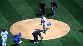 Dodgers Opening Day 2013  Sandy Koufax throws first pitch [upl. by Zsa]