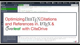 Optimizing BibTeX Citations and References in LaTeX amp OverleafShareLaTeX with CiteDrive [upl. by Noreik]