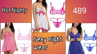 Night Dress Women Babydoll Nightwear Lace Bra Panty Lingerie Set Women night Dresses Sexy Nighty [upl. by Akeihsat]