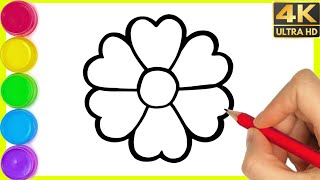 How to draw a Flower Drawing  Flower Drawing easy step by step drawing for beginners in easy way [upl. by Rebane]