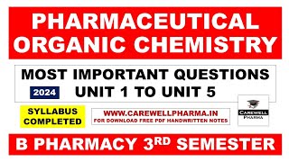 Most Important Questions of Pharmaceutical Organic Chemistry 2  B pharma 3rd sem  Carewell Pharma [upl. by Hamimej]