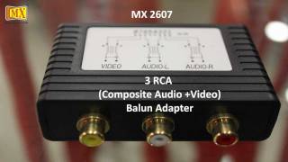 How to install 3 RCA Audio Video Balun to Cat5 Cable Adapter Passive TwistedPair Transceiver [upl. by Amand629]