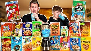 BROTHERS TRY THE CRAZIEST CEREALS IN THE WORLD amp BLEND THEM [upl. by Inavoj]