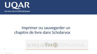 Imprimer ou sauvegarder un chapitre de livre dans Scholarvox [upl. by Dupuis]