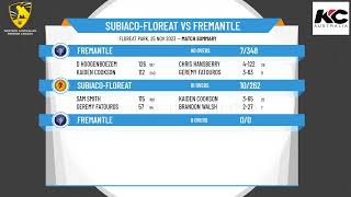 WA Premier Cricket  Mens First Grade  Round 7  SubiacoFloreat v Fremantle  Day 2 [upl. by Ojok]