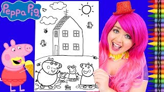 Coloring Peppa Pig amp Family House JUMBO Coloring Page Crayola Crayons  KiMMi THE CLOWN [upl. by Adnana326]