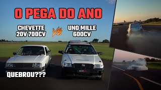 Chevette 20v 700cv vs Uno Mille 600cv  Duelo dos grandes [upl. by Filmore778]