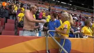 Josefine Öqvist changing shirt with german supporter [upl. by Pavel816]