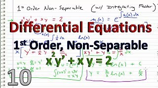 Differential Equations  10  Integrating Factor EXAMPLE  1st order NonSeparable [upl. by Yelram]