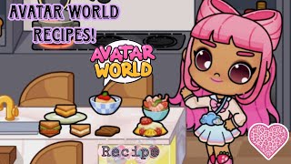 AVATAR WORLD FOOD RECIPES  AVATAR WORLD  PART 1 avatarworld tocalifeworld [upl. by Uzzi290]