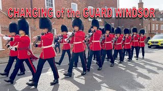 WINDSOR CASTLE GUARD Number 7 Company Coldstream Guards  Band of the Coldstream Guards 8th Apr 23 [upl. by Orlosky]